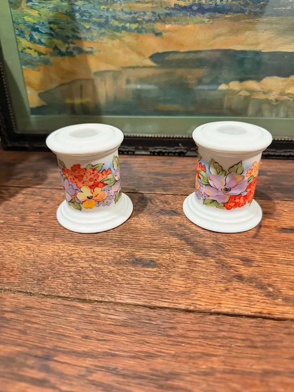 Vintage Avon Spring Hostess Collection Porcelain Taper Candle Holders - Set of 2